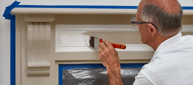 Paint Your Mantelpiece With Accent Sunshine Mitre 10 Accent Mantle Blog 04 Paint 667x295 1
